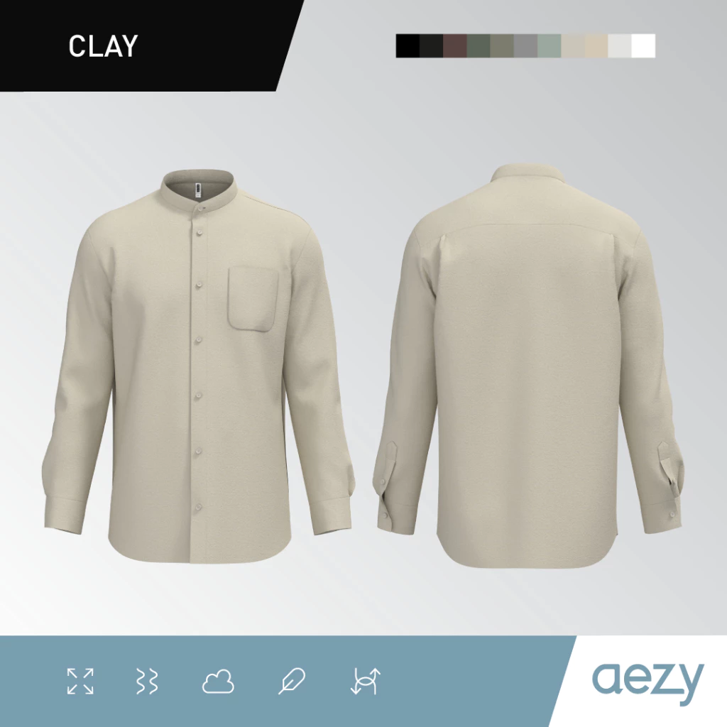 KEMEJA AEZY STAND COLLAR LONG SLEEVE